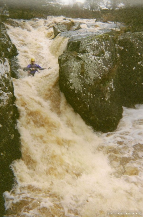 Bowsie runs the top drop on the river right side.
