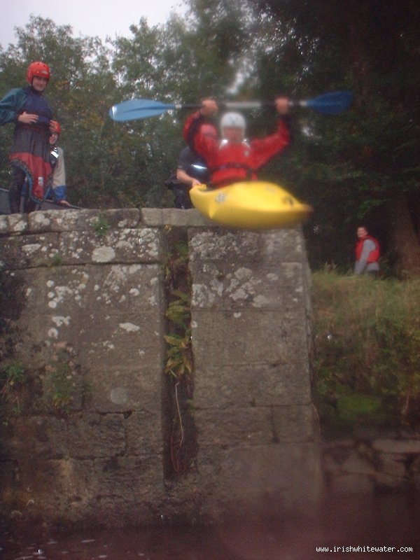 launching off the lock gates at the bottom of the clashganny run in low water