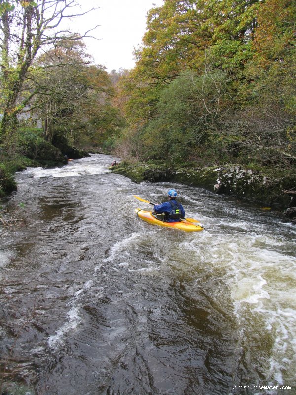 the view toward the bends through the little gorge that follow the main rapid