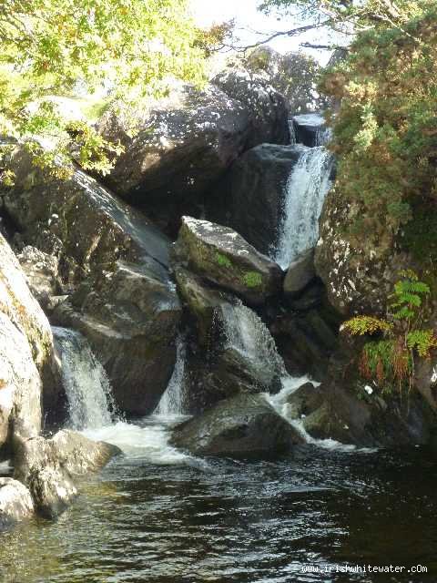 Boulder choked waterfall in low water