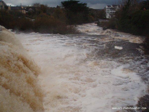 Looking down from the main falls, high flow.