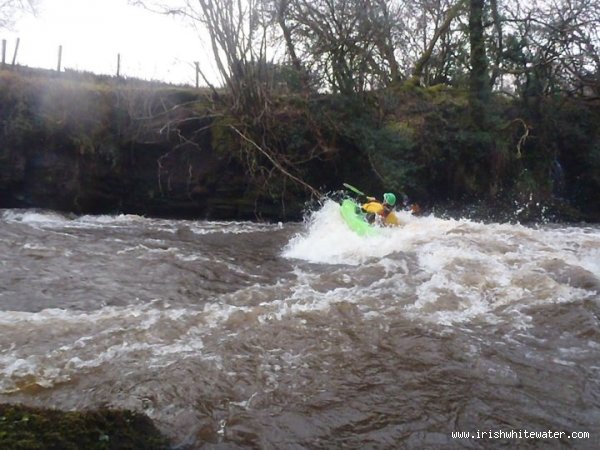 fast shallow wave at bottom off first slide. paddler; Lee Doherty Letterkenny IT Canoe Club (LYIT CC)
